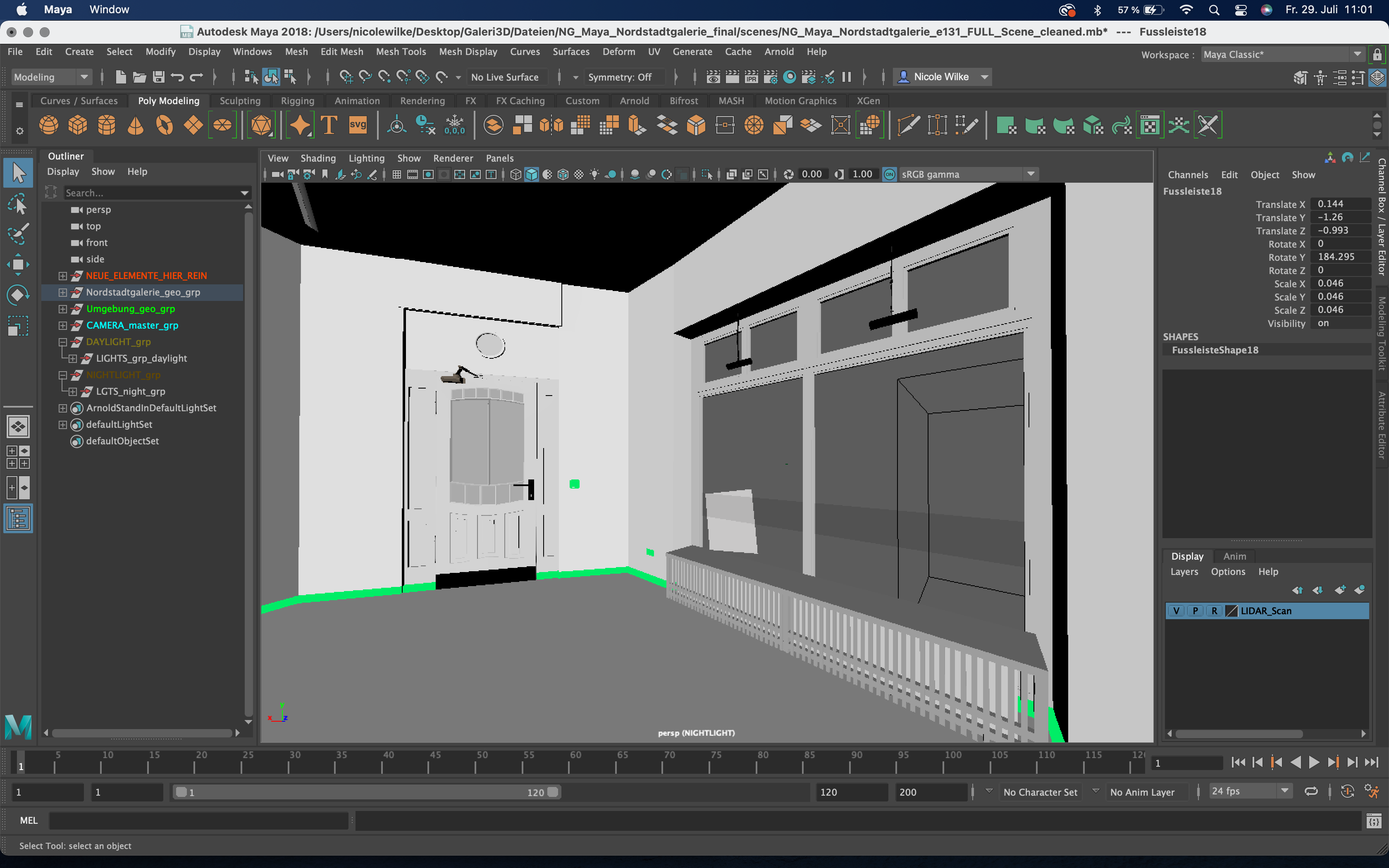 3D-Modelling der Nordstadtgalerie im Programm Autodesk Maya